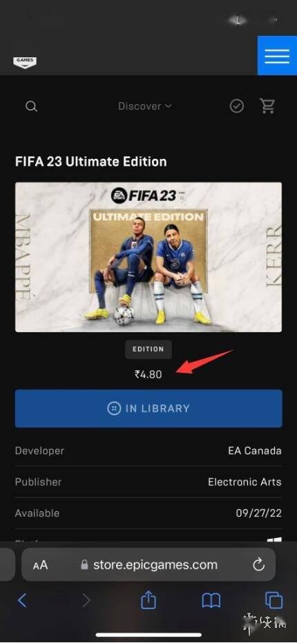 Epic闹乌龙《FIFA 23》仅需0.4元！玩家疯狂涌入抢购s1.jpeg